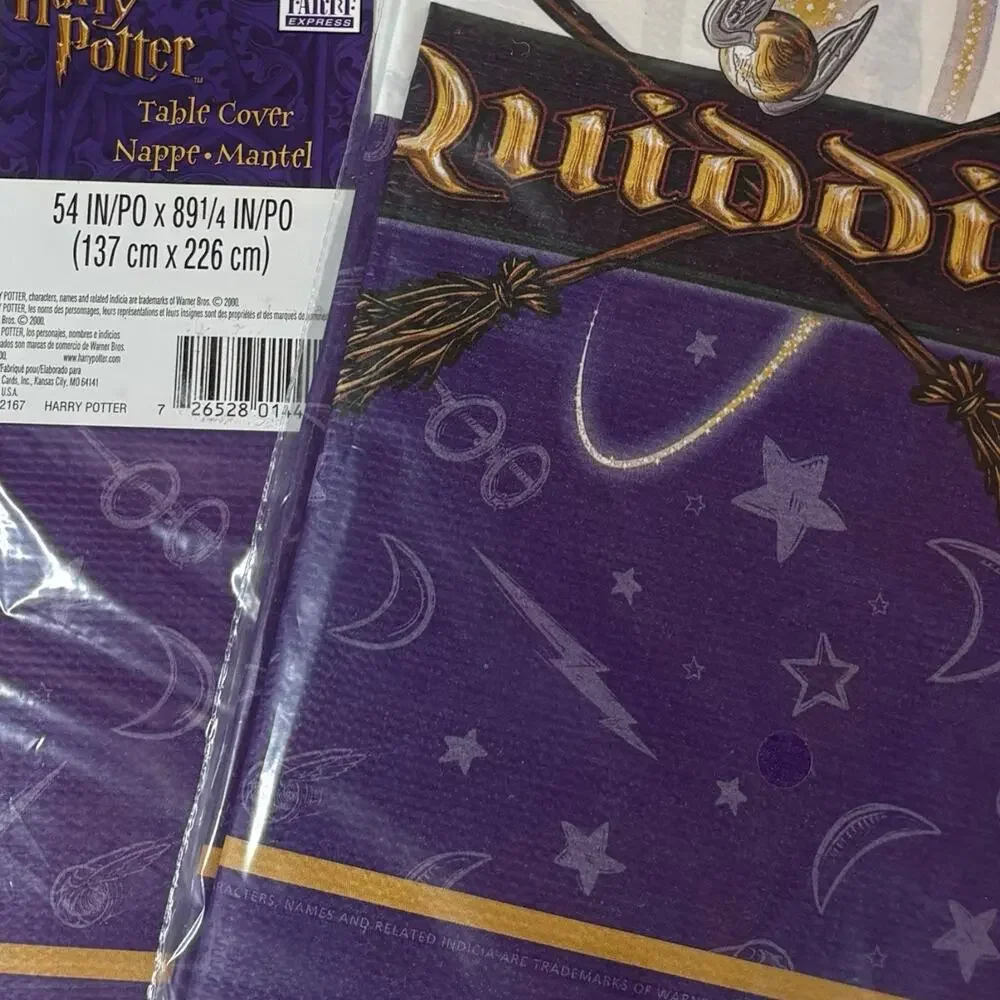 (2) - VTG 2000s Harry Potter Sorcerers Stone Plastic Table Cover Party Supplies
